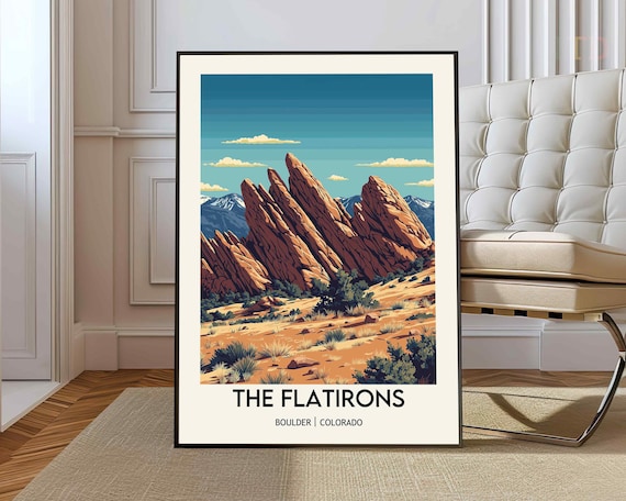 The Flatirons Boulder Colorado Red Rocks Vintage Travel Poster
