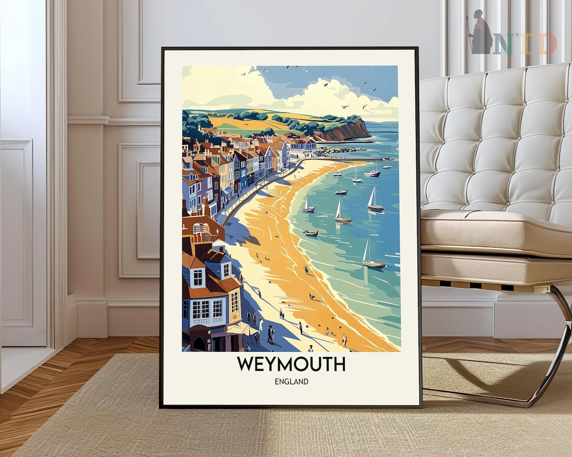 Weymouth England Curved Beach Sailboats Seaside Travel Poster