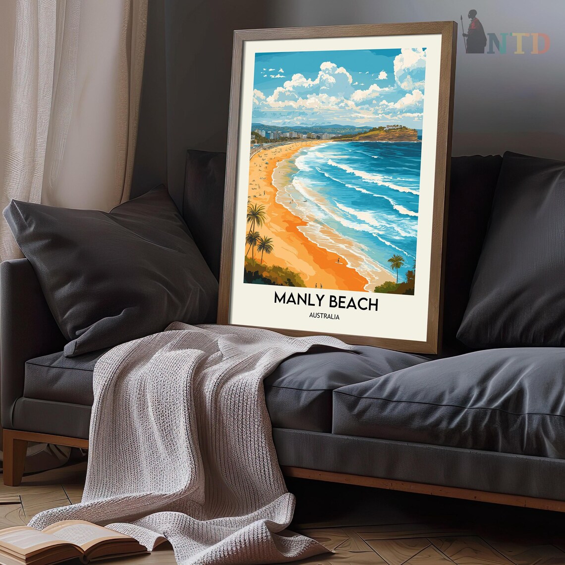 Manly Beach Australia Surf Coast Golden Sands Vintage Travel Poster - Image 3