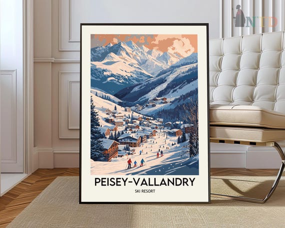Peiseyvallandry Ski Resort Poster Wall Art Print French Alps