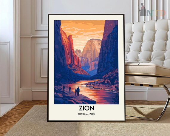 Zion National Park Utah Scenic Sandstone Cliffs Riverbend Poster