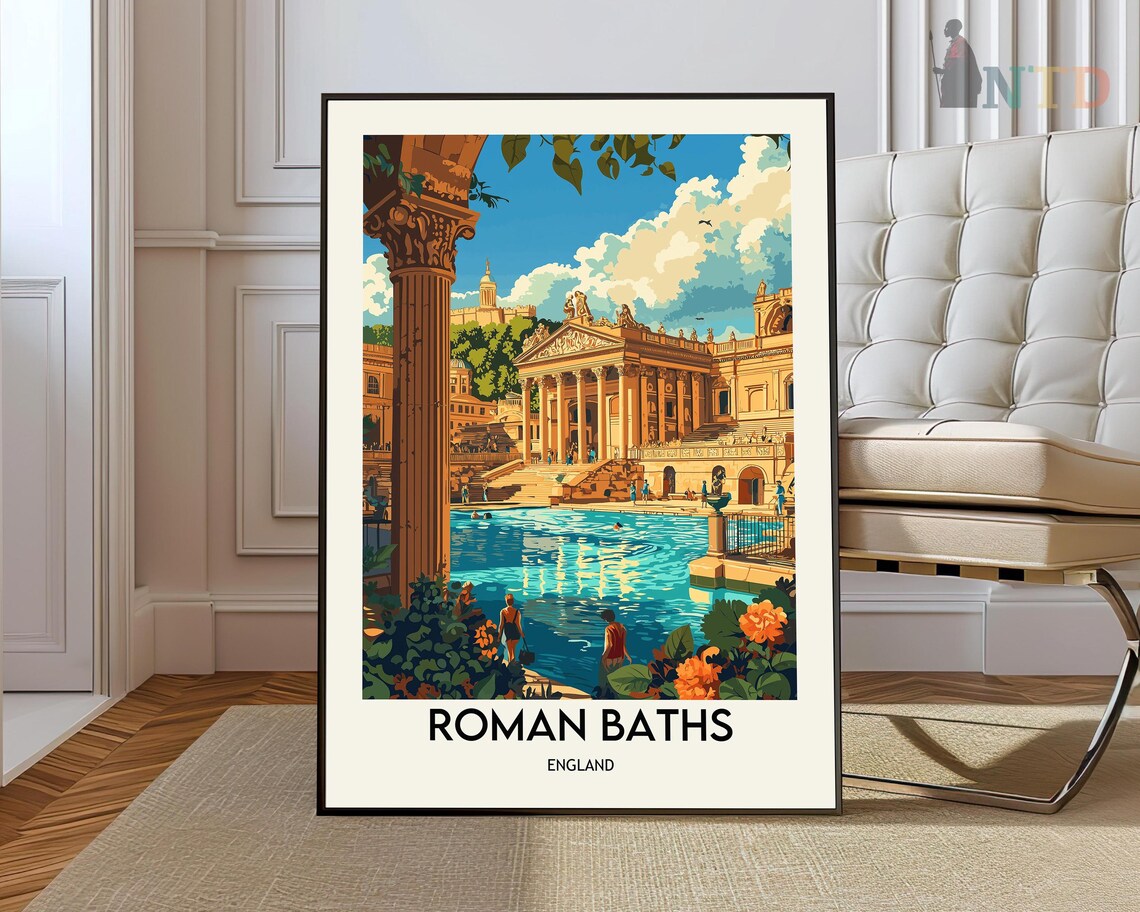 Roman Baths Bath England Historic Landmark Travel Art Poster