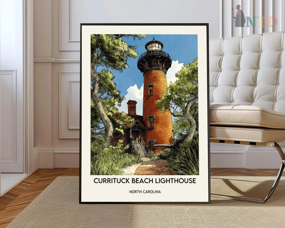 Currituck Beach Lighthouse Poster Wall Art Print Corolla