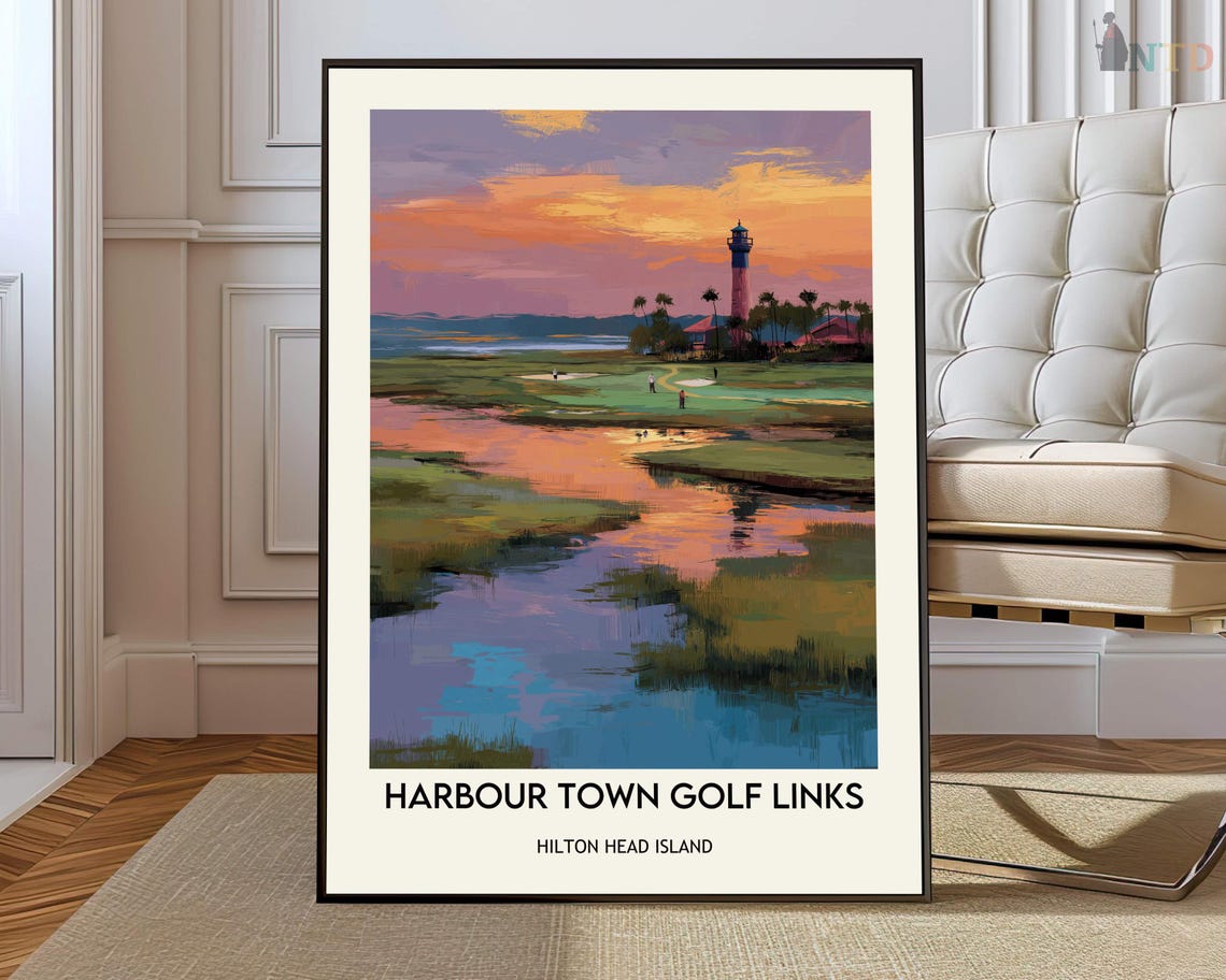 Harbour Town Golf Links Sunset Marsh View Golf Travel Poster