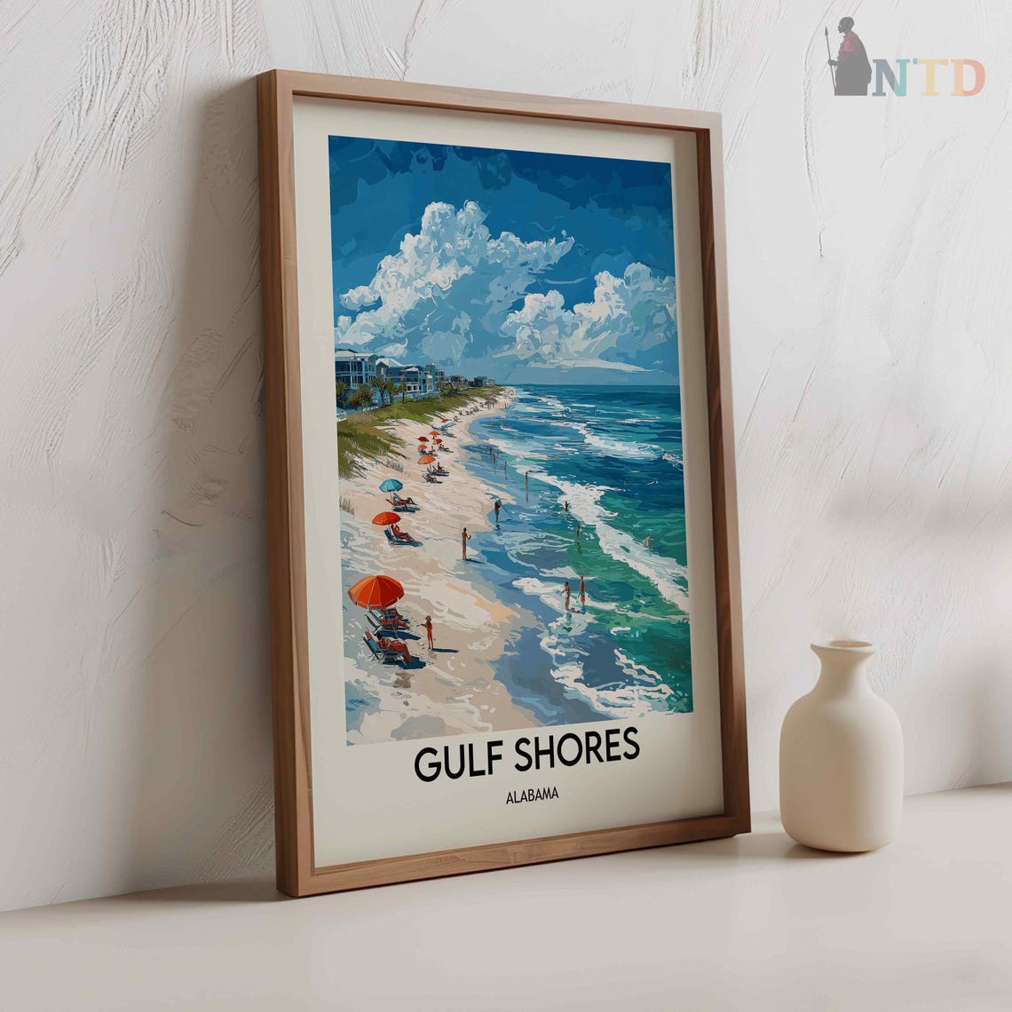 Gulf Shores Alabama White Sand Beach With Red Beach Umbrellas Poster - Image 2
