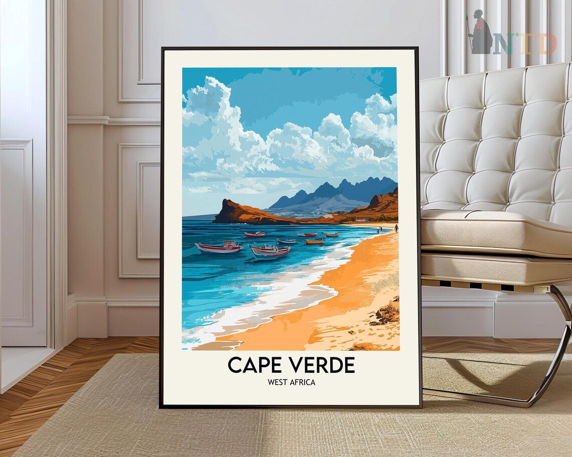 Cape Verde Retro Travel Poster, Africa Illustration