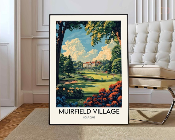 Muirfield Village Golf Club Course Clubhouse Vintage Travel Poster