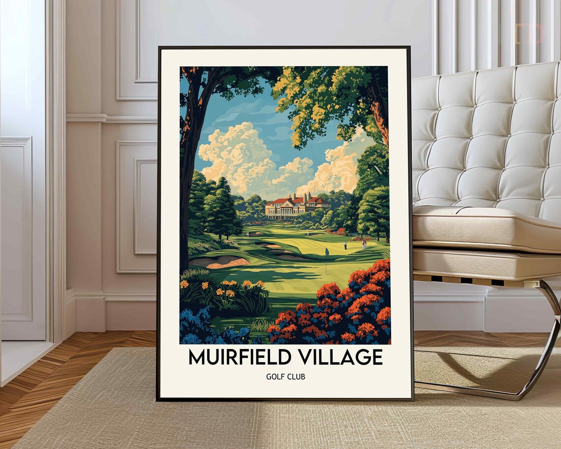 Muirfield Village Golf Club Course Clubhouse Vintage Travel Poster