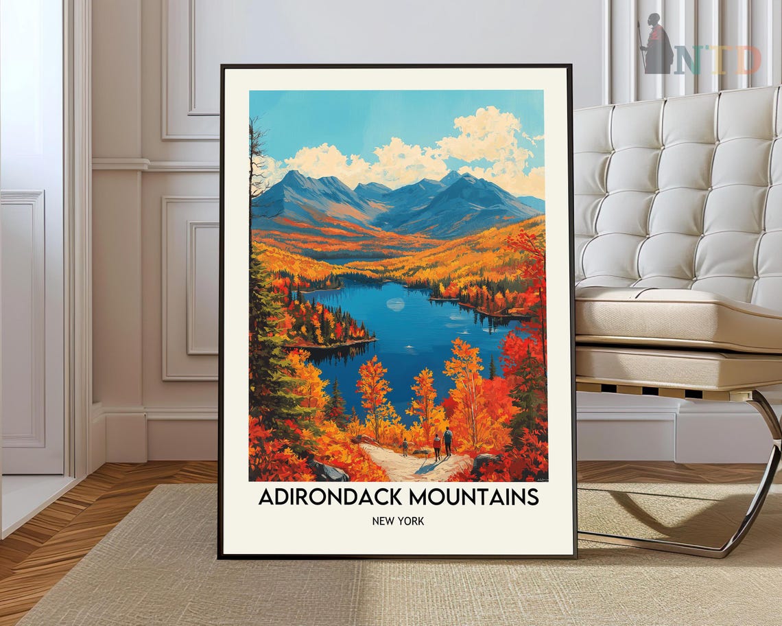 Adirondack Mountains New York Hiking Trail Overlook Lake Poster