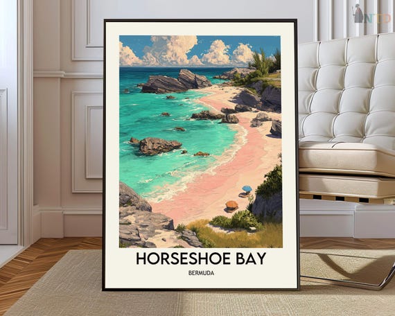 Horseshoe Bay Print Poster Wall Art Decor Gift Bermuda Artwork