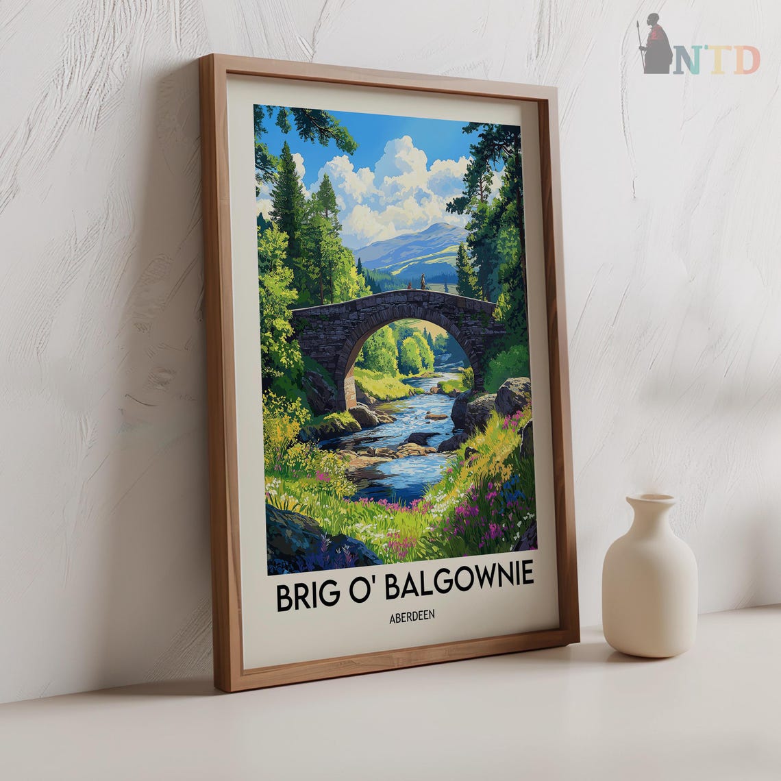 Brig O Balgownie Aberdeen Scotland Stone Bridge River Meadow Poster - Image 2