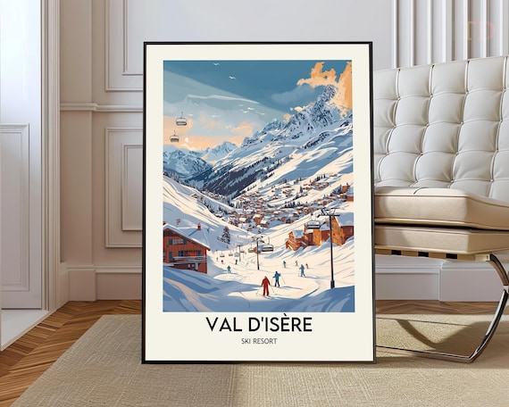Val d'Isère French Alps Ski Resort Village Winter Scene Poster