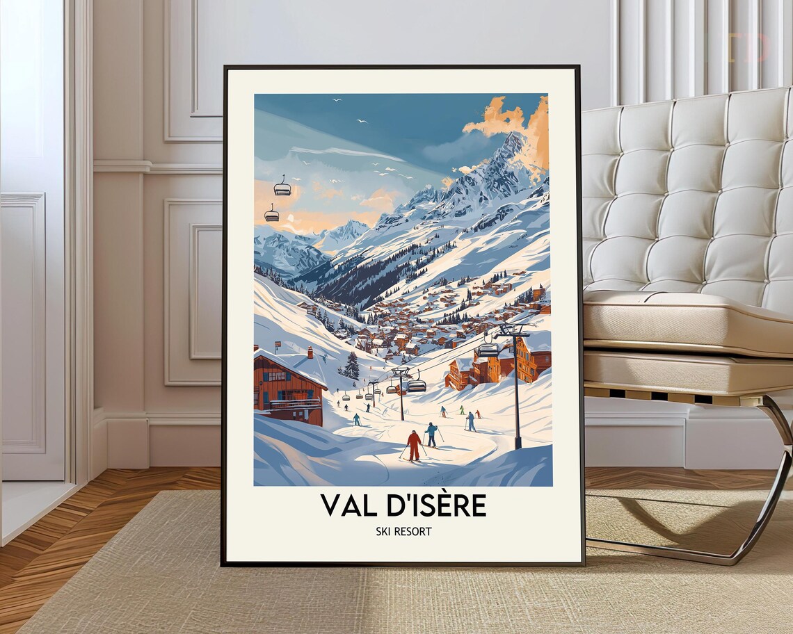 Val d'Isère French Alps Ski Resort Village Winter Scene Poster