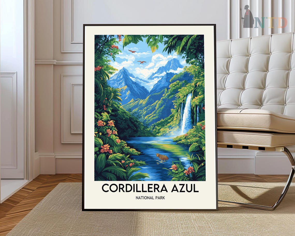 Cordillera Azul National Park Peru Poster Rainforest Waterfall Scene