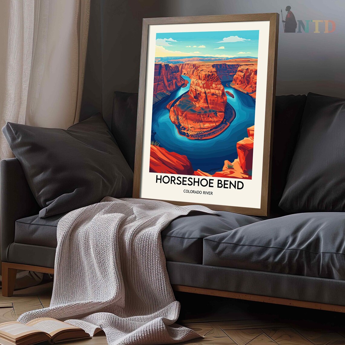 Horseshoe Bend Colorado River Canyon Red Rock Vista Scene Poster - Image 2