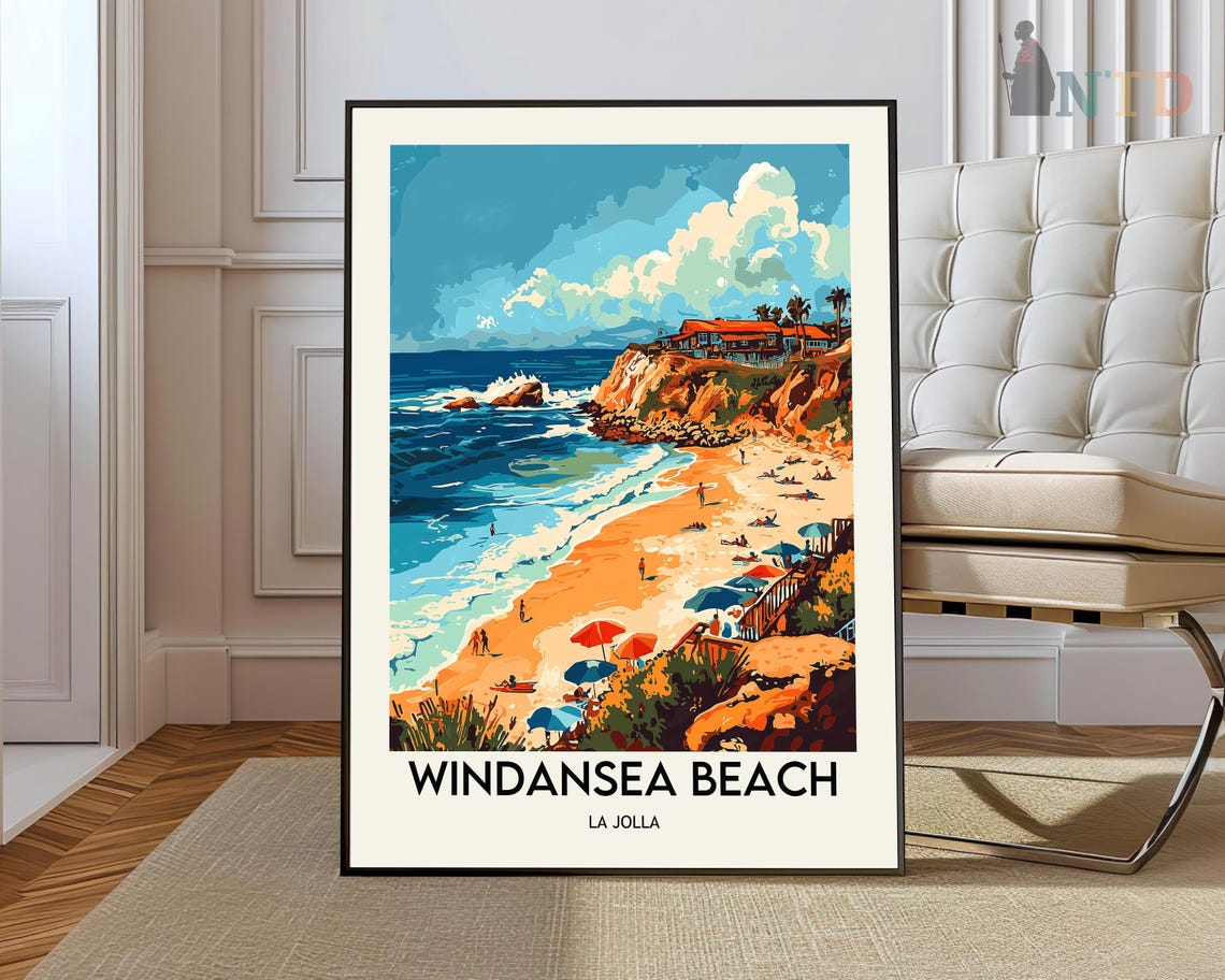 Windansea Beach La Jolla California Colorful Surf Coast Travel Poster