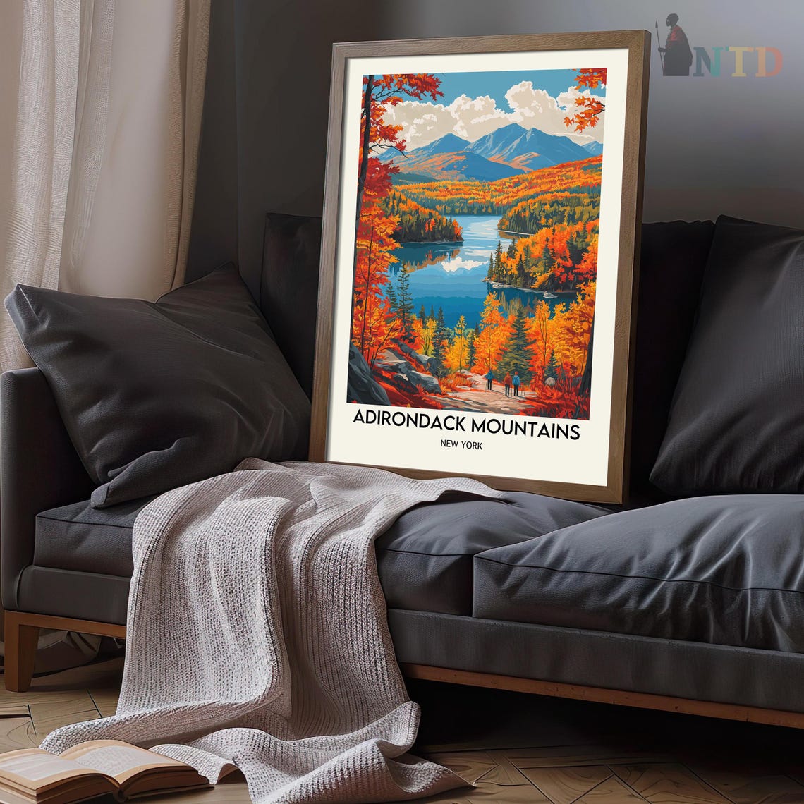 Adirondack Mountains New York Fall Foliage Path Hikers Poster - Image 3