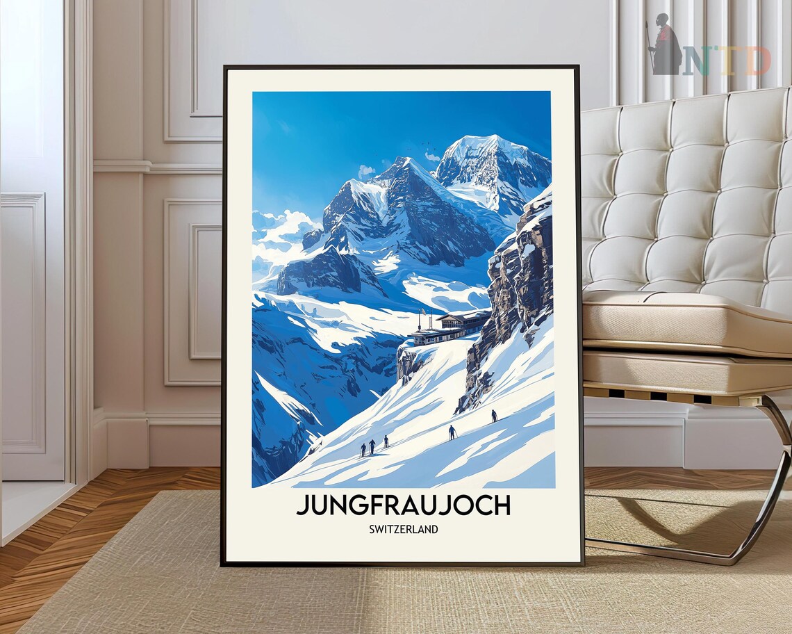 Jungfraujoch Switzerland Ski Slope Winter Mountain View Poster