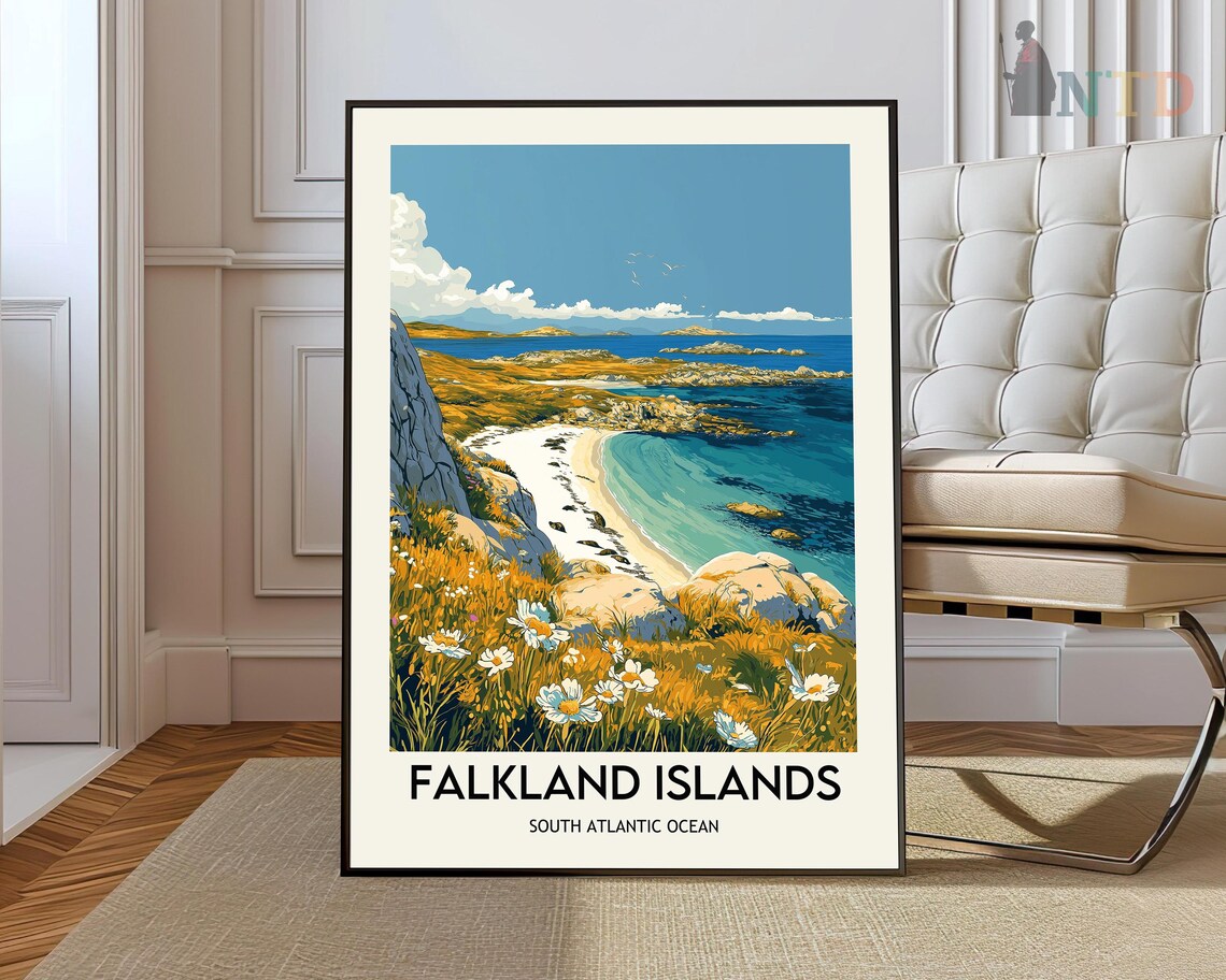 Falkland Islands Map, Falkland Islands Travel Poster