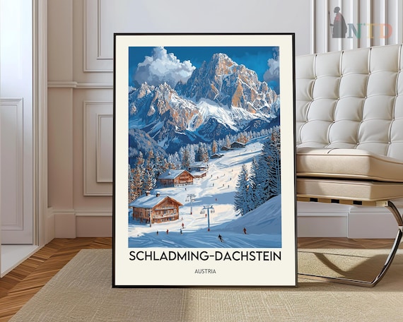 Schladming-Dachstein Austria Ski Resort Winter Alpine Travel Poster