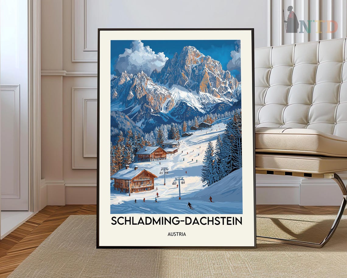 Schladming-Dachstein Austria Ski Resort Winter Alpine Travel Poster