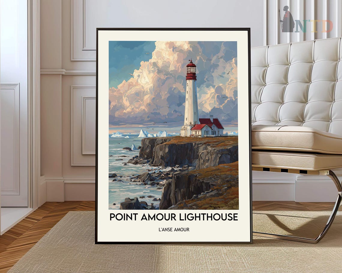 Point Amour Lighthouse Labrador Rocky Coast Travel Poster View