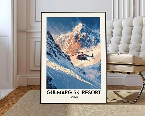 Gulmarg Ski Resort Kashmir Helicopter Himalayan Peak Winter Poster