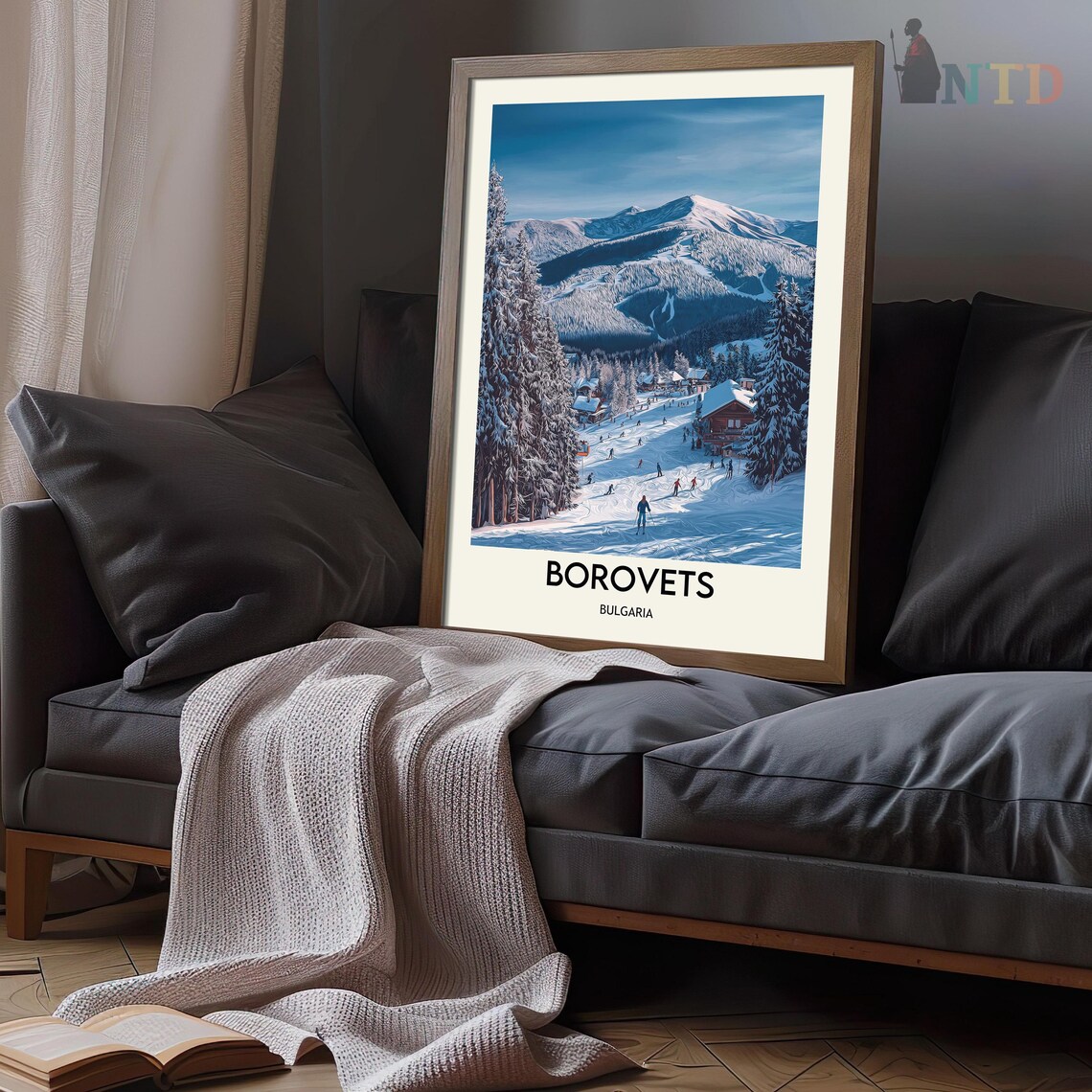 Borovets Bulgaria Ski Resort Snowy Slopes Chalet Pines Poster - Image 3
