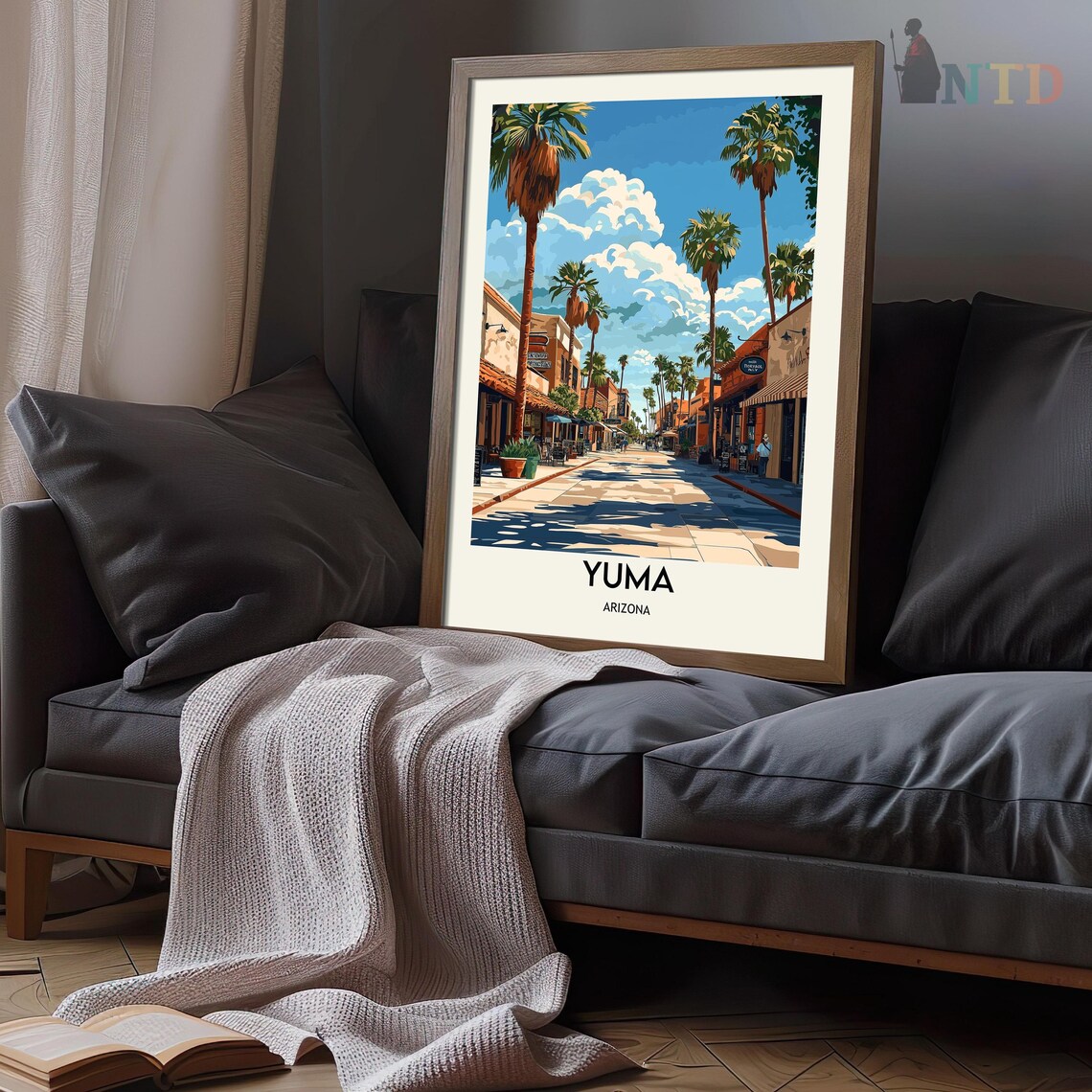 Yuma Arizona Palm Lined Historic Main Street Vintage Travel Poster - Image 3