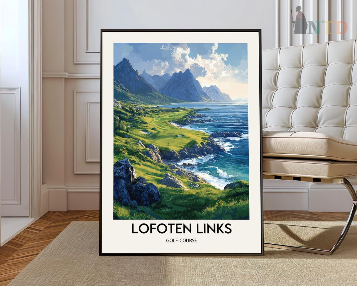 Lofoten Links Golf Course Norway Dramatic Coastal Arctic Travel Poster