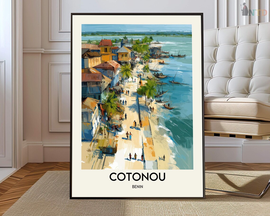 Cotonou Travel Poster, Benin City Wall Art Print