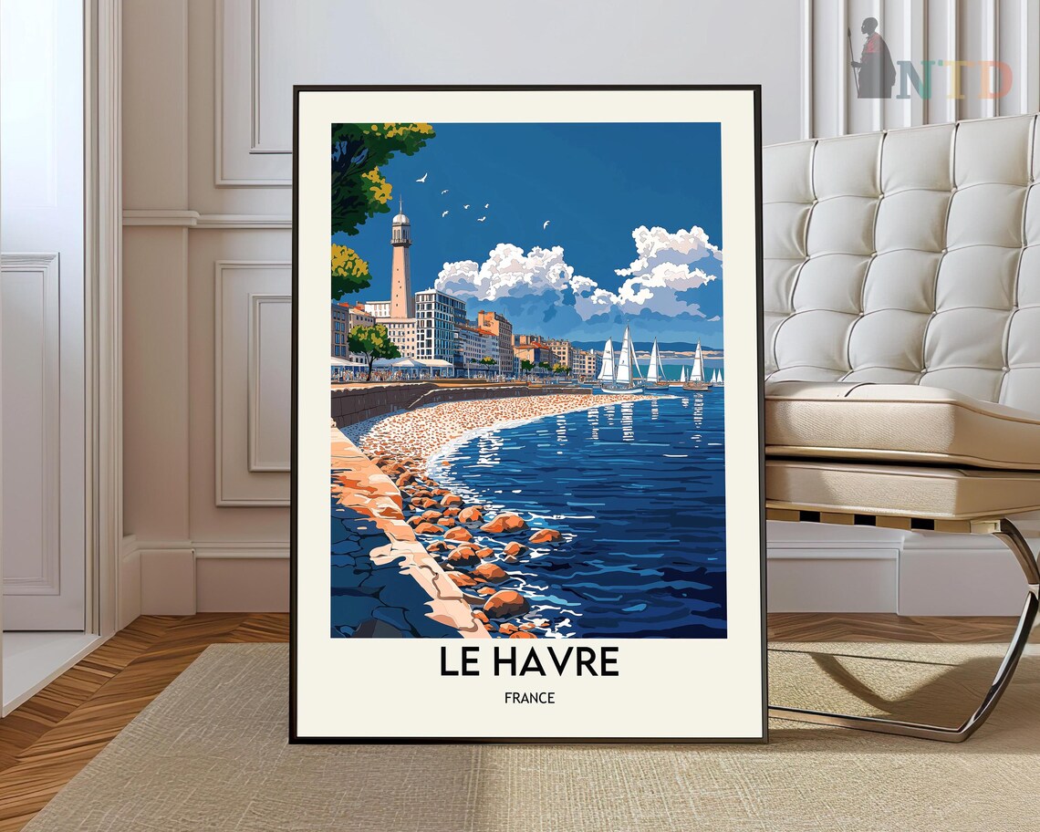 Le Havre France Normandy Harbor Sailboat Waterfront Travel Poster