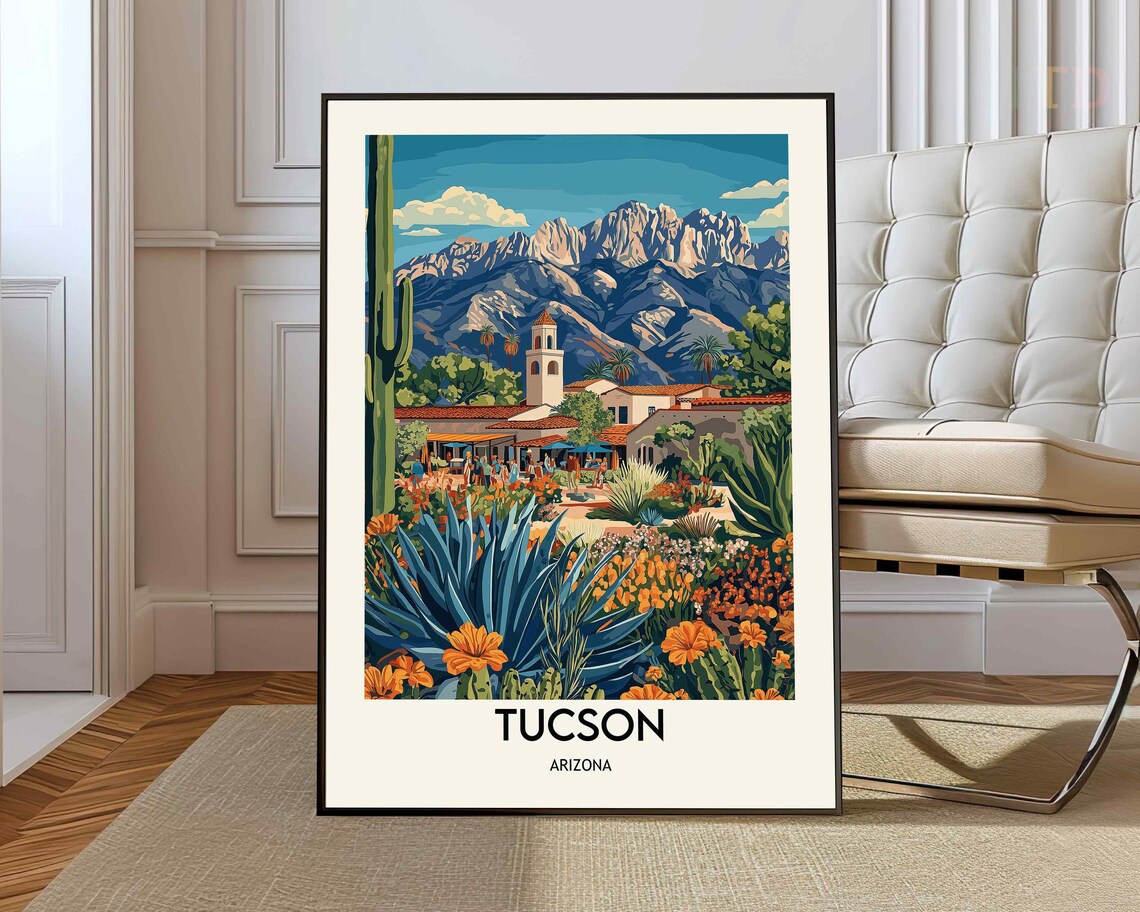 Tucson Arizona Travel Poster, City Wall Art Print