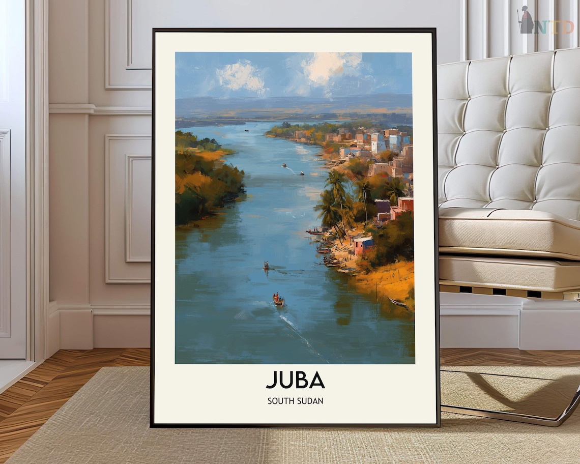 Juba South Sudan Nile River Riverside Town Scenic Travel Poster