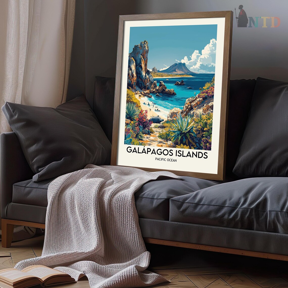 Galapagos Islands Volcanic Cove with Sea Lion and Marine Birds Poster - Image 3