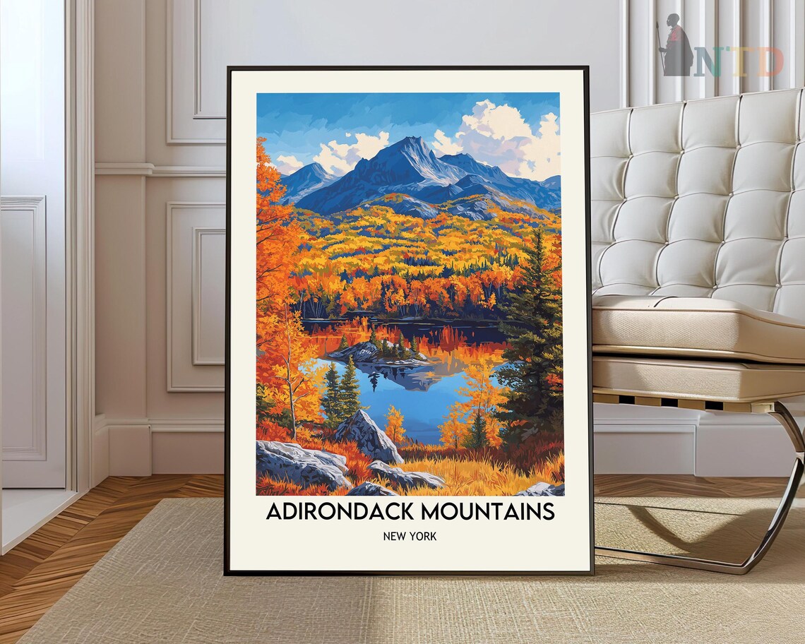 Adirondack Mountains, Lake Placid New York Travel Poster