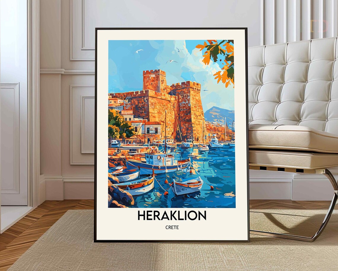 Heraklion Poster, Crete Greece Travel Poster