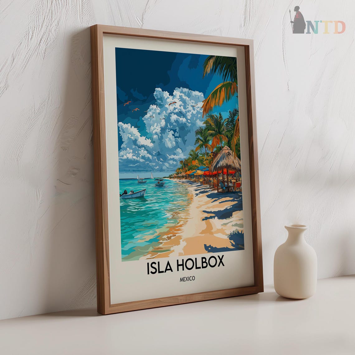 Isla Holbox Mexico Palapa Beach Palms Turquoise Shore Poster - Image 2