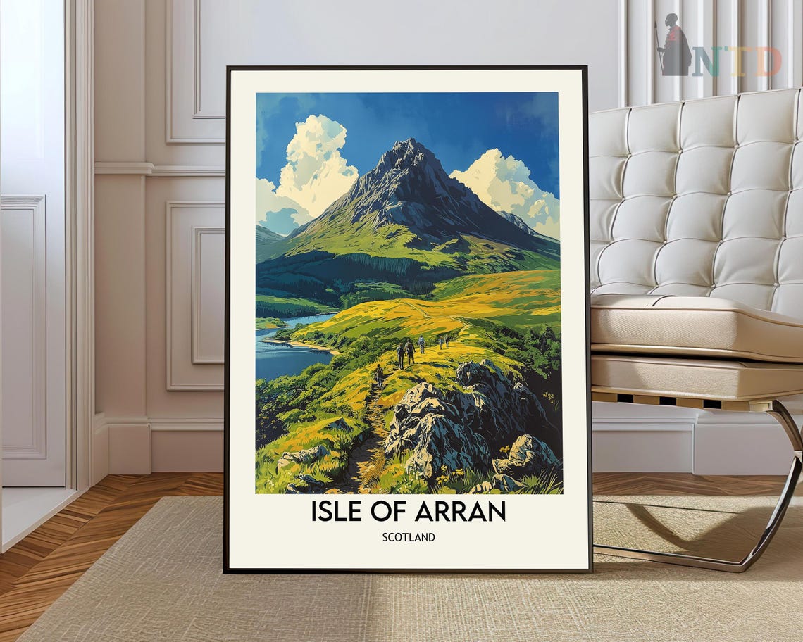 Isle of Arran Scotland Mountain Hiking Trail Travel Poster View