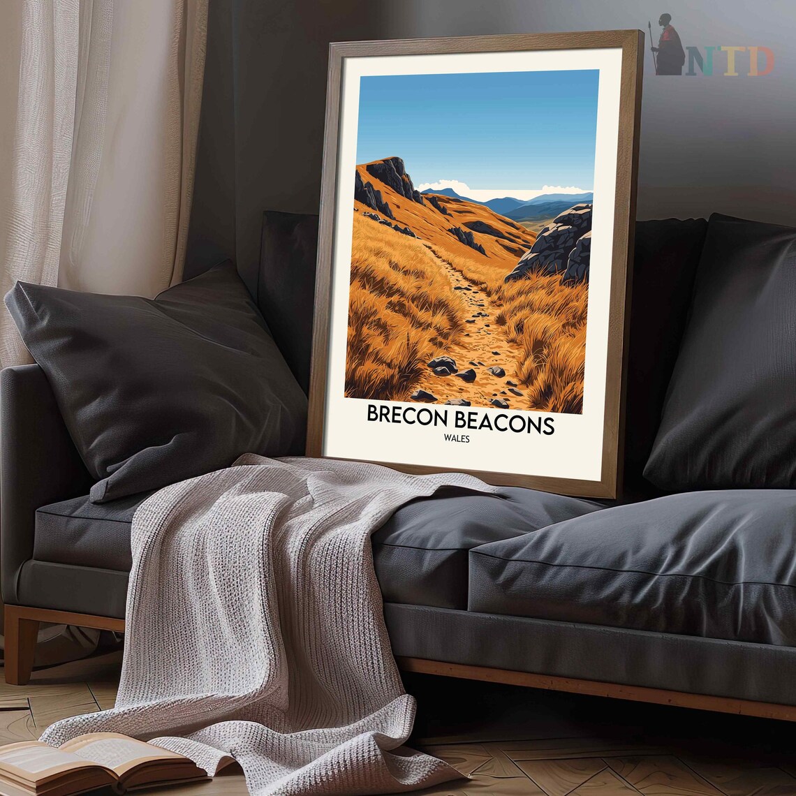 Brecon Beacons Wales Rocky Mountain Summit Trail Vintage Travel Poster - Image 3