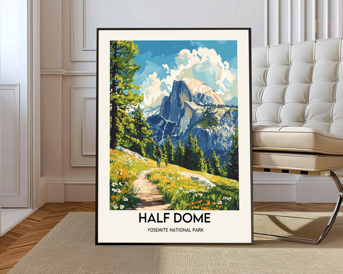 Half Dome Yosemite National Park Wildflower Trail Travel Poster