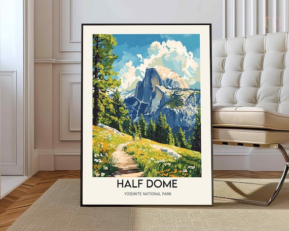 Half Dome Yosemite National Park Wildflower Trail Travel Poster