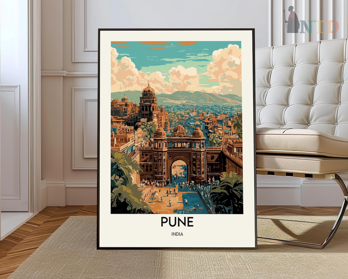 Pune Travel Poster, Maharashtra India Wall Art Print