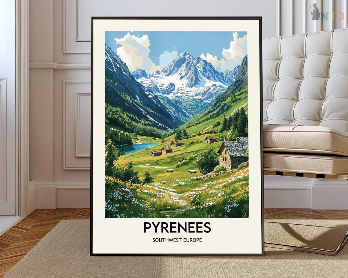 Pyrenees Poster Wall Art Print Photo Travel City Map
