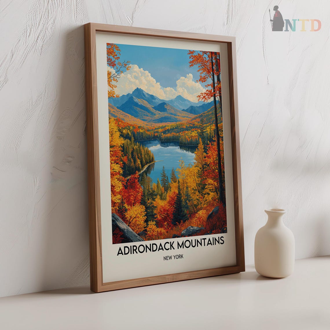 Adirondack Mountains New York Autumn Lake Valley View Poster - Image 2