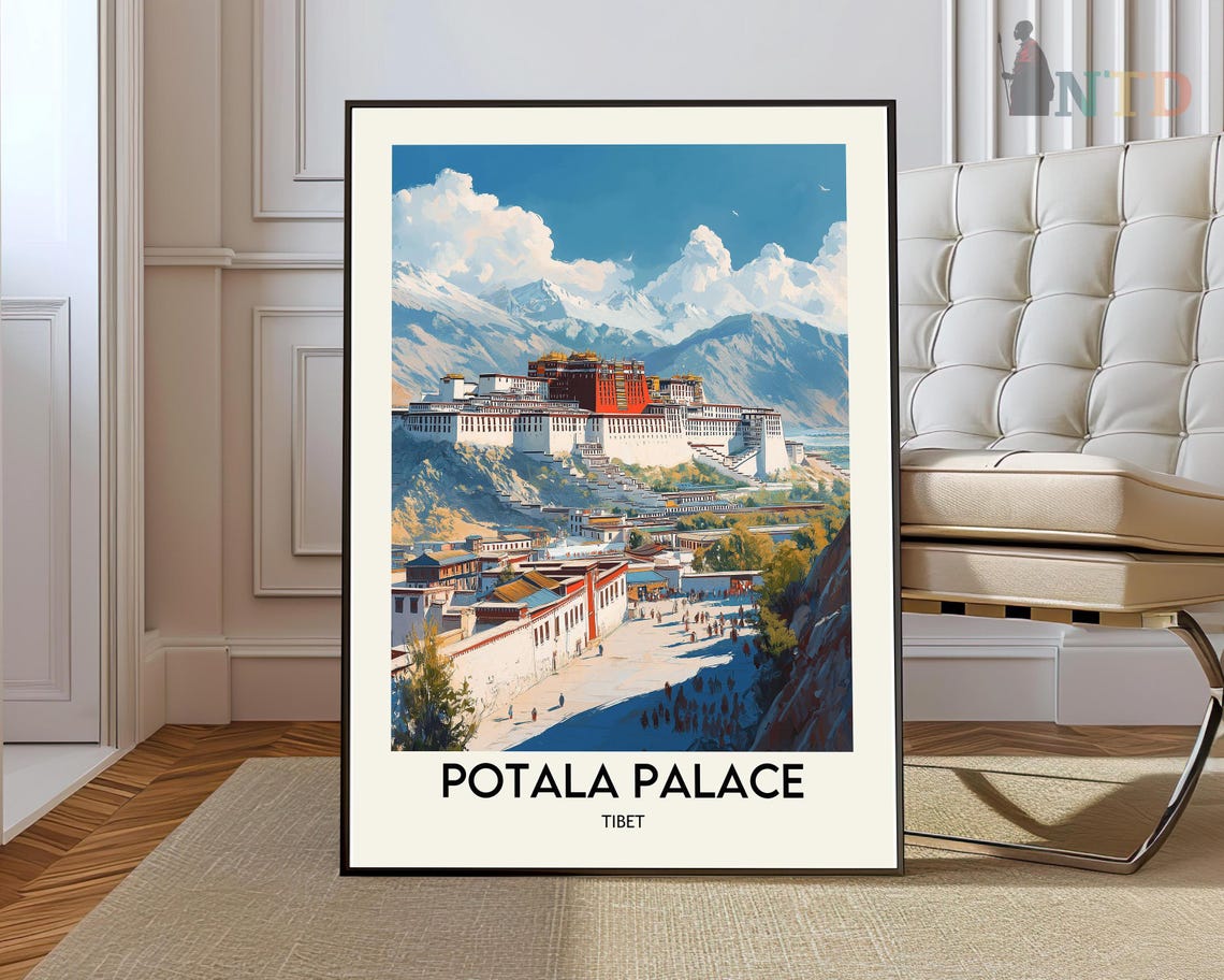 Potala Palace Tibet Himalayan Mountain Landmark Travel Poster