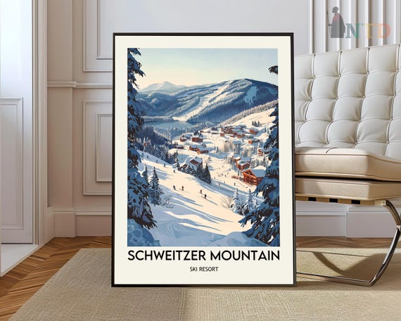 Schweitzer Mountain Ski Resort Poster Wall Art Print Idaho