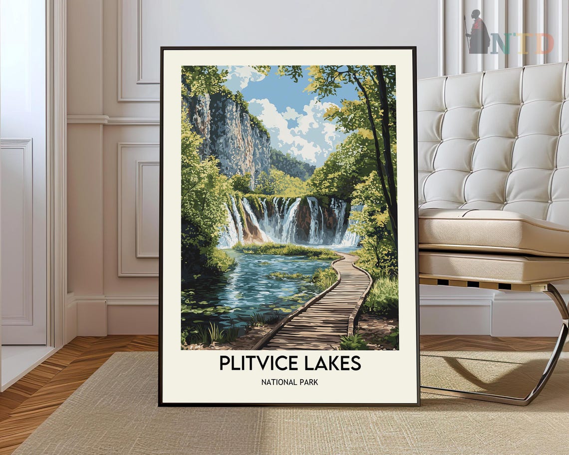 Plitvice Lakes National Park Waterfall Boardwalk Croatia Art Poster