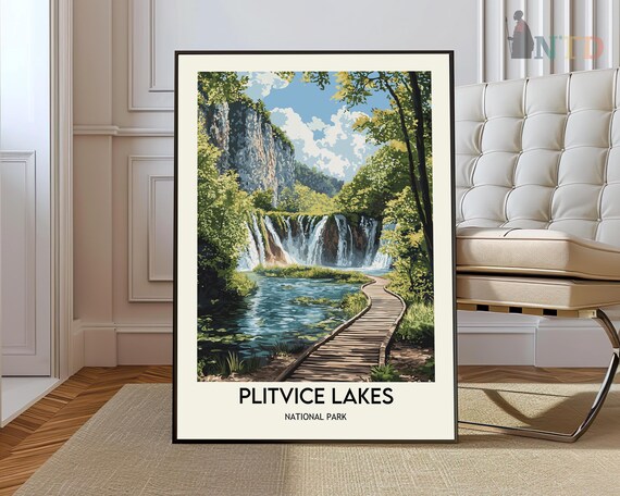 Plitvice Lakes National Park Waterfall Boardwalk Croatia Art Poster
