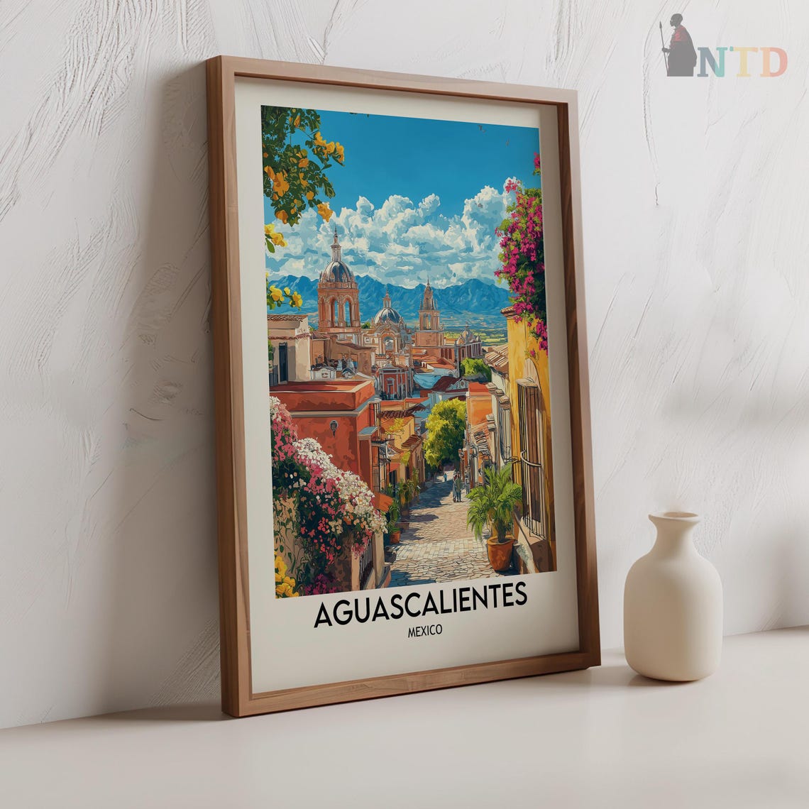 Aguascalientes Mexico Colonial Street Cathedral Travel Poster - Image 2